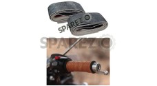 Royal Enfield GT and Interceptor 650 RH-LH Grip Leather Wrap Pair Rusty Grey - SPAREZO